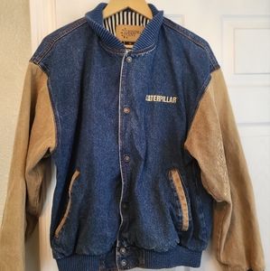 Vintage 90s Turning Point Caterpillar Cat Denim Jean Jacket